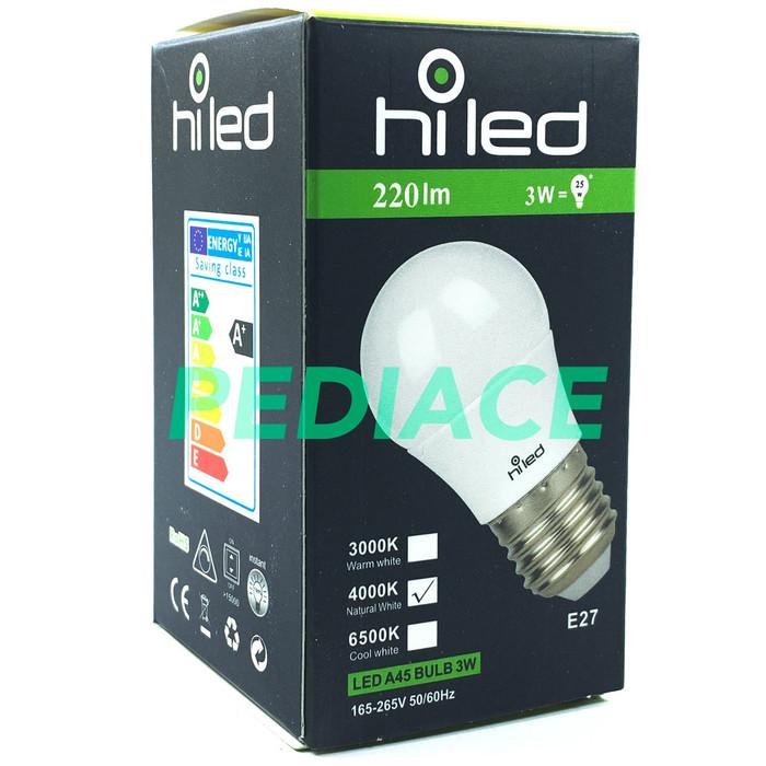 Lampu Bohlam LED Hiled Bulb 3W 3 Watt Natural White 4000K E27 220lm