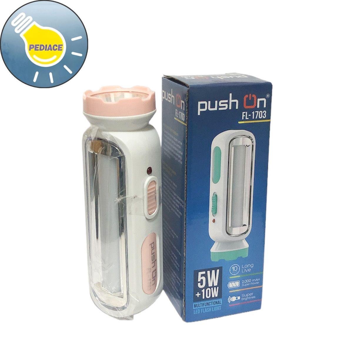 Senter LED 5W + Lampu Emergency 10W PUSH ON FL-1703 Cas Charger - Pink