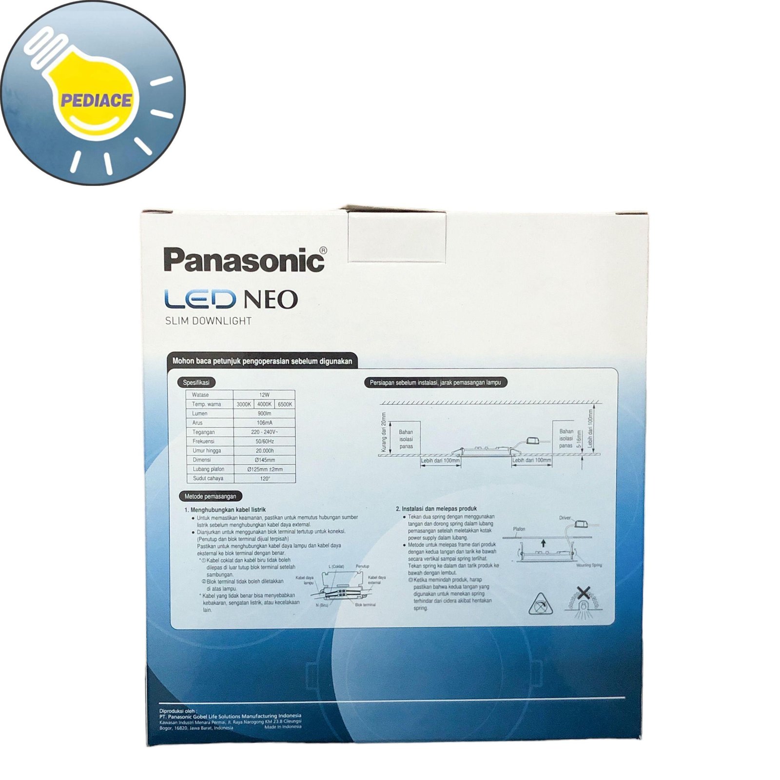 Lampu Downlight Slim Panel LED NEO Panasonic 12W 900lm Warmwhite 3000K - Image 5