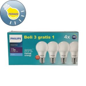 Lampu Bohlam LED PHILIPS 7 Watt E27 720lm Putih / 6500K 3 Gratis 1 SNI