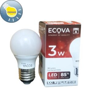Lampu LED Bohlam 3W E27 ECOVA 3 Watt Cahaya Putih 6500K 360lm