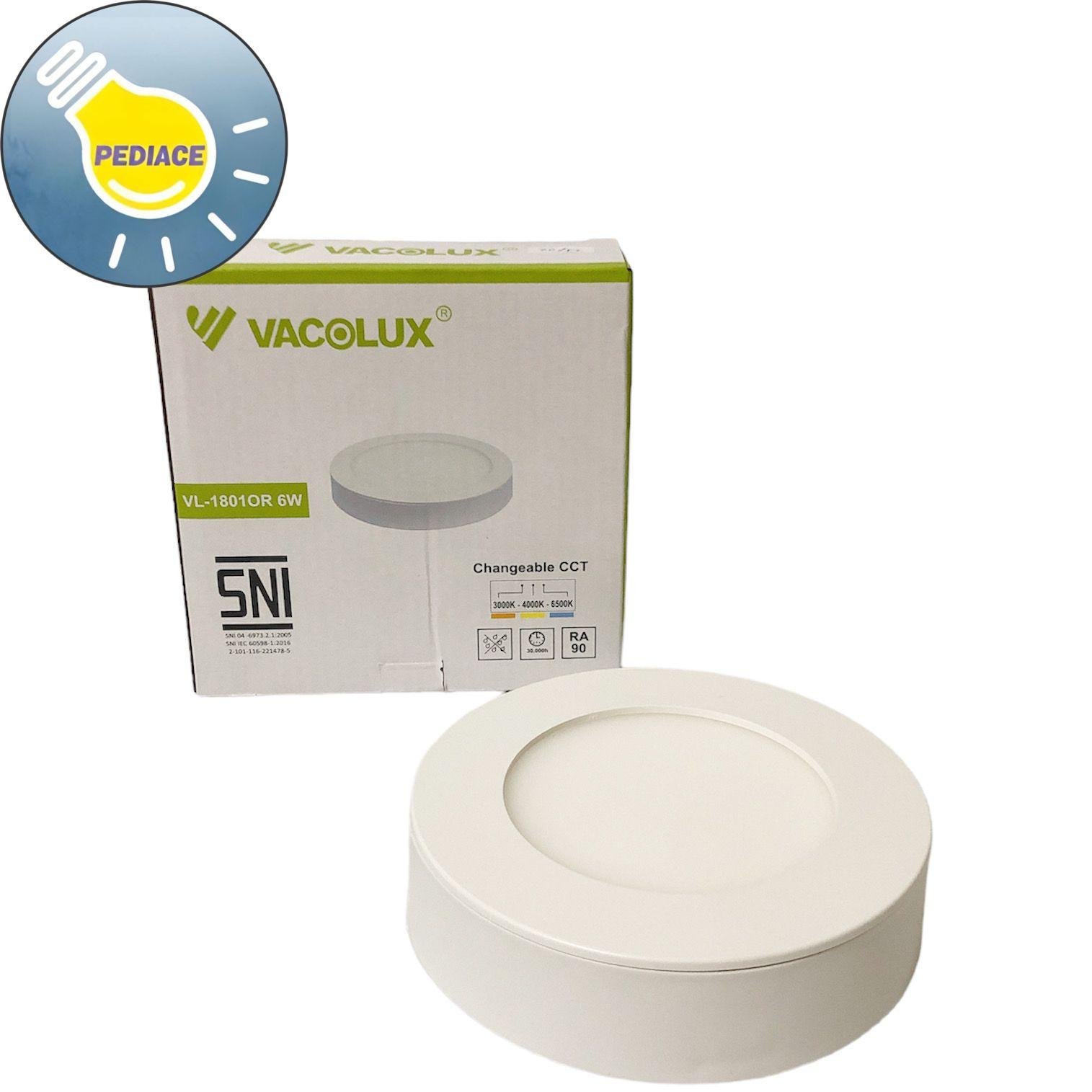 Lampu LED Panel Light 6W VACOLUX Bulat Tempel / Outbow Changeable CCT