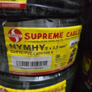 Kabel Listrik SUPREME Flexible Serabut Hitam NYMHY Black 2x2.5mm 2x2.5 SNI LMK Cu/PVC/ PVC-f 300/500V Original 50meter 50M