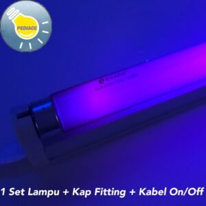 Lampu UV UVA T8 BLB 20W SET KOMPLIT KABEL ON/OFF 61.5cm Sensor Uang