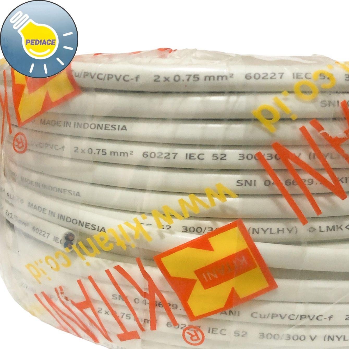 Kabel Listrik Oval Gepeng Flexible 2x0.75 PUTIH KITANI SNI 50Meter - Image 3