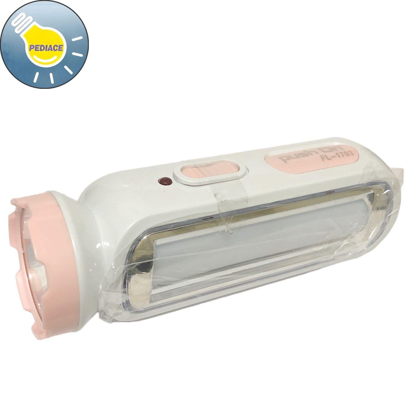 Senter LED 5W + Lampu Emergency 10W PUSH ON FL-1703 Cas Charger - Pink - Image 2
