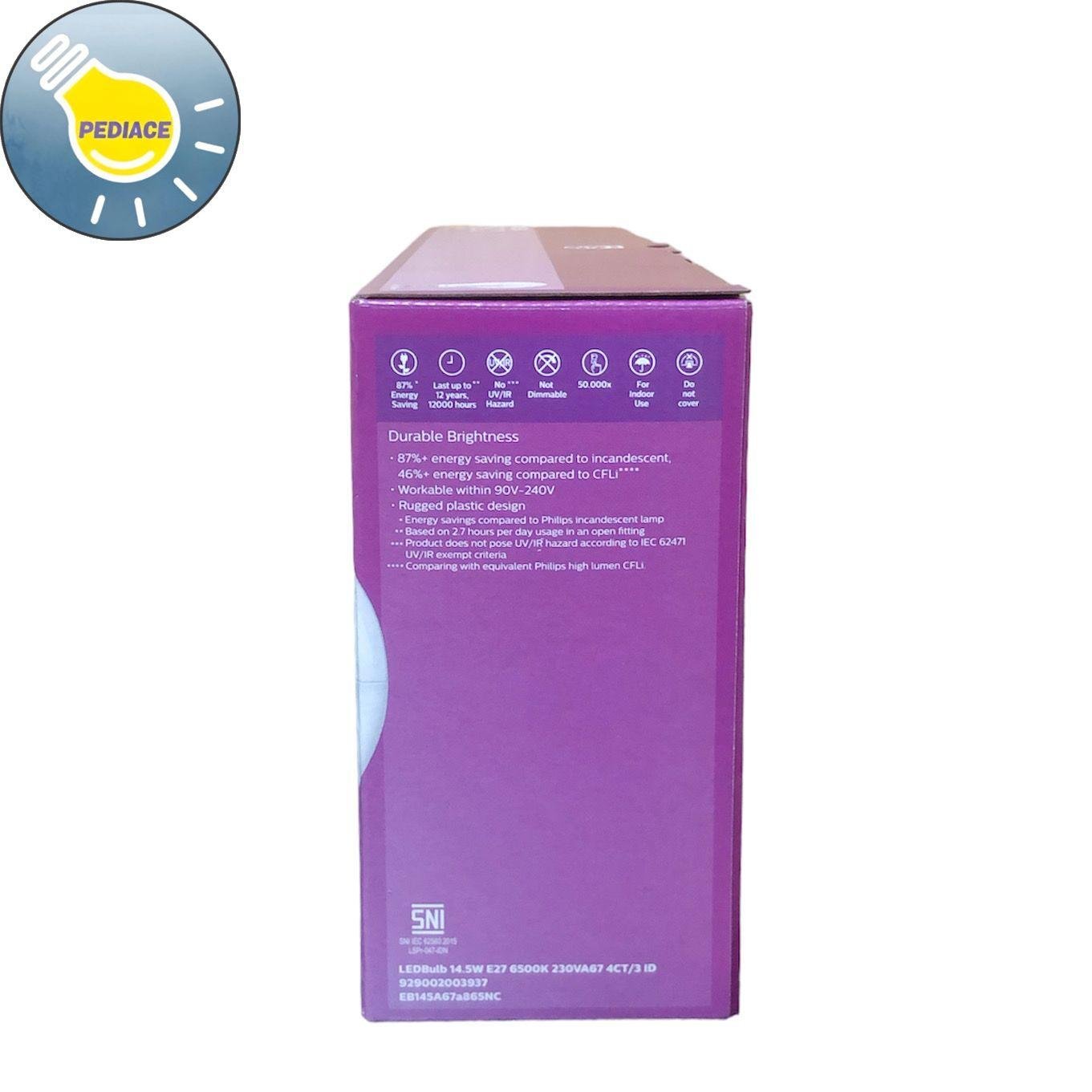 Lampu PHILIPS Bohlam LED 14.5W E27 Putih 6500K 1800lm Paket 3 Gratis 1 - Image 4