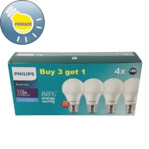 Lampu Bohlam LED PHILIPS 11 Watt E27 1250lm Putih/6500K 3 Gratis 1 SNI